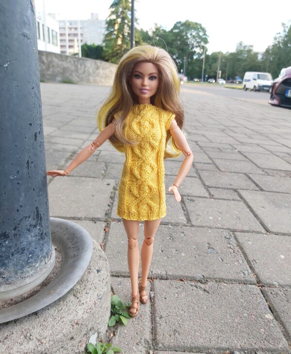 Palmikutega puuvillane kleit Barbie nukule - Image 6
