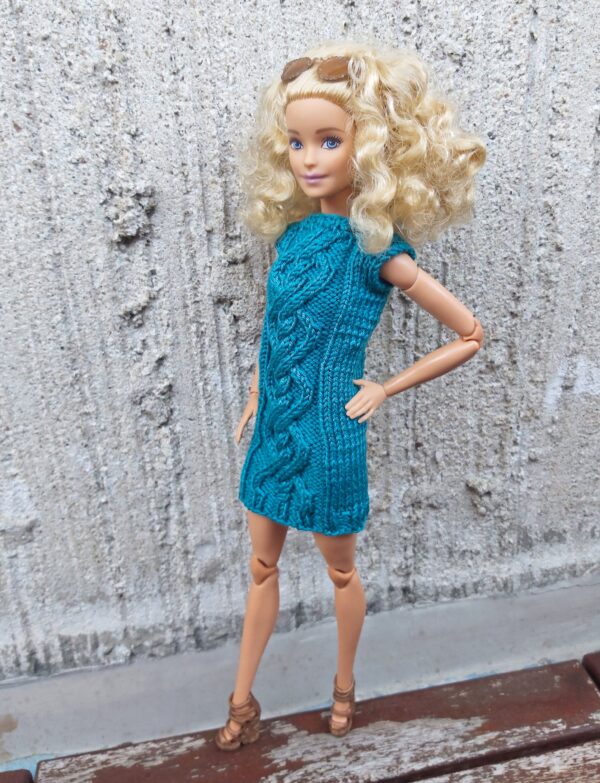 Palmikutega puuvillane kleit Barbie nukule - Image 3