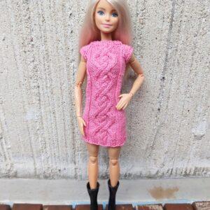 Palmikutega puuvillane kleit Barbie nukule