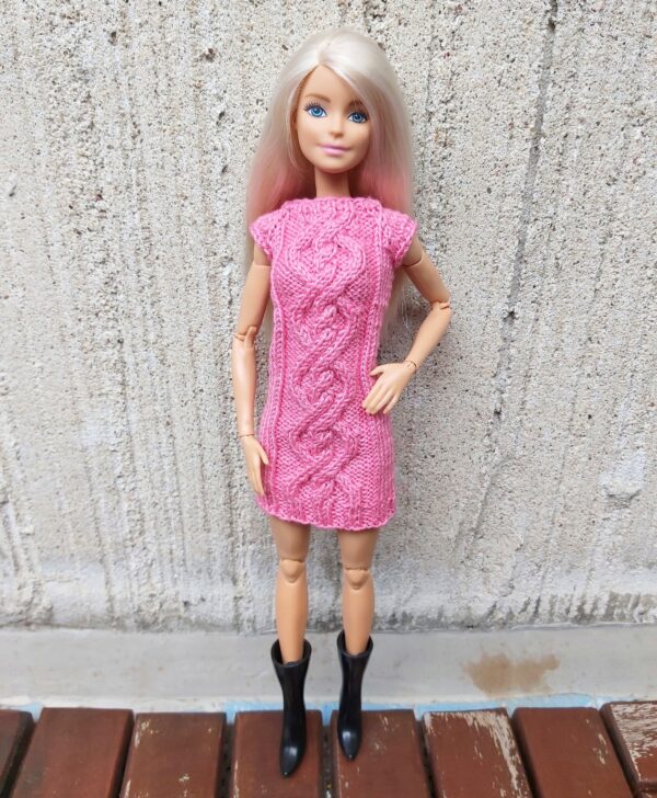 Palmikutega puuvillane kleit Barbie nukule