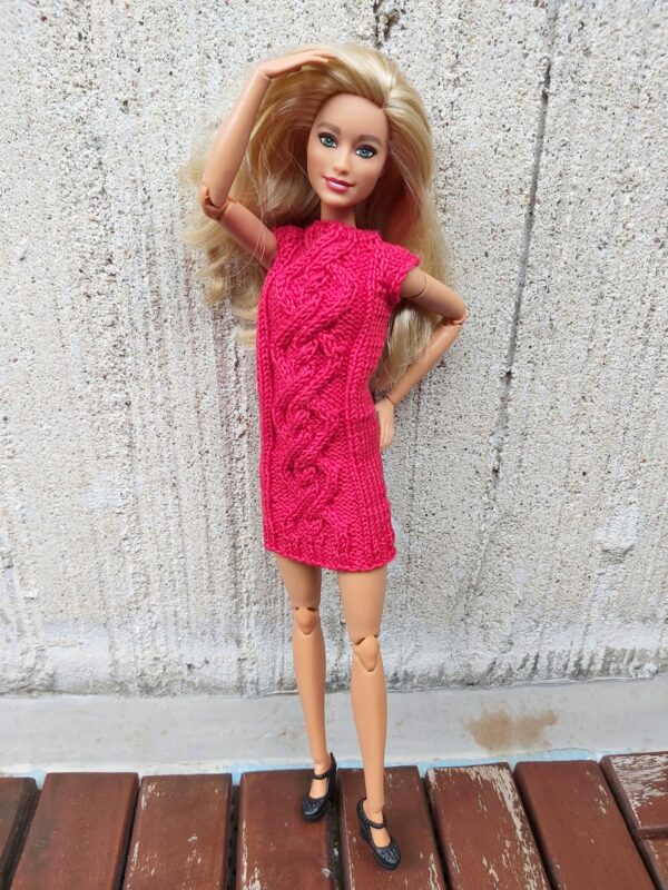 Palmikutega puuvillane kleit Barbie nukule - Image 7