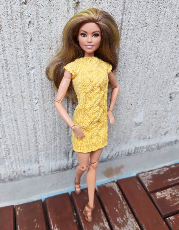 Palmikutega puuvillane kleit Barbie nukule - Image 5