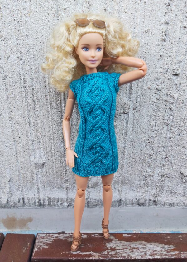 Palmikutega puuvillane kleit Barbie nukule - Image 2