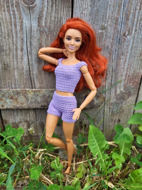 Lühikesed heegeldatud püksid Barbie nukule